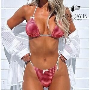 Adisputent Adjustable Triangle Tie Side Bikini Swimsuit Size S
